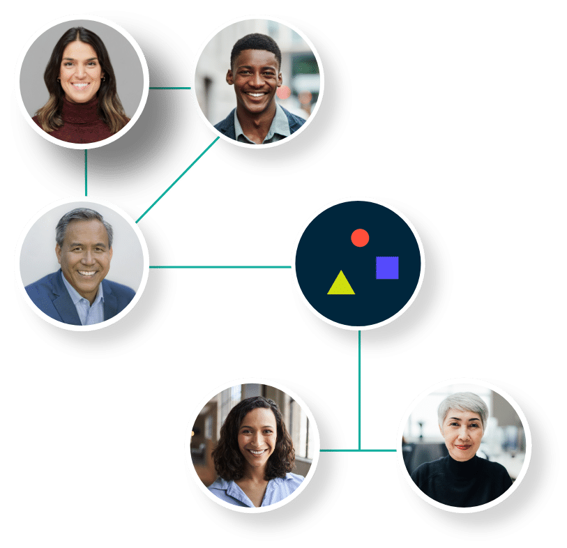 Headshots in Circles and Lines graphic