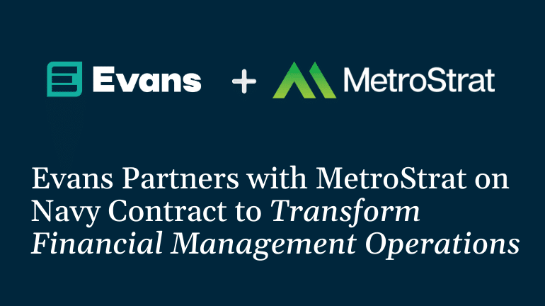 evans consulting and metrostrat logos on a news web banner